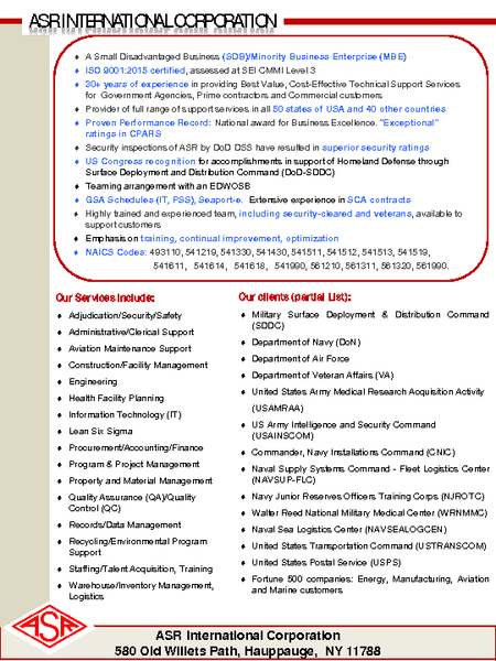 ASR Government Support Services Brochure