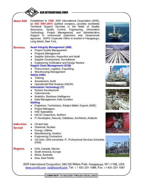 ASR Technical Support Services Brochure