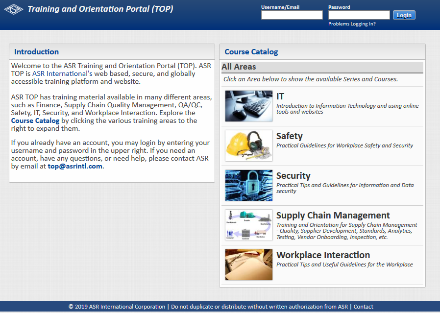 ASR Training and Orientation Portal (TOP)